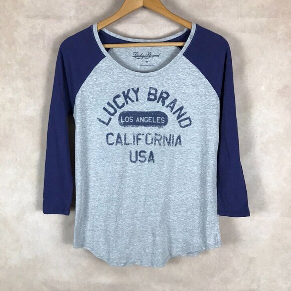 Lucky Brand Tops - LUCKY BRAND 3/4 Sleeve CALIFORNIA USA Baseball Tee NEW MEDIUM